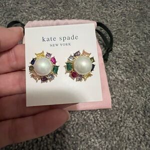 Kate Spade New York Candy Shop Faux Pearl Halo Stud Gemstone Earrings New
